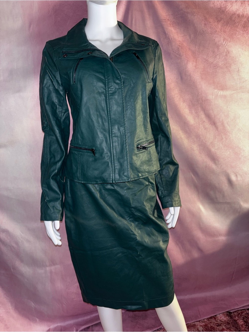 Ann Taylor Dark Green Faux Leather Jacket